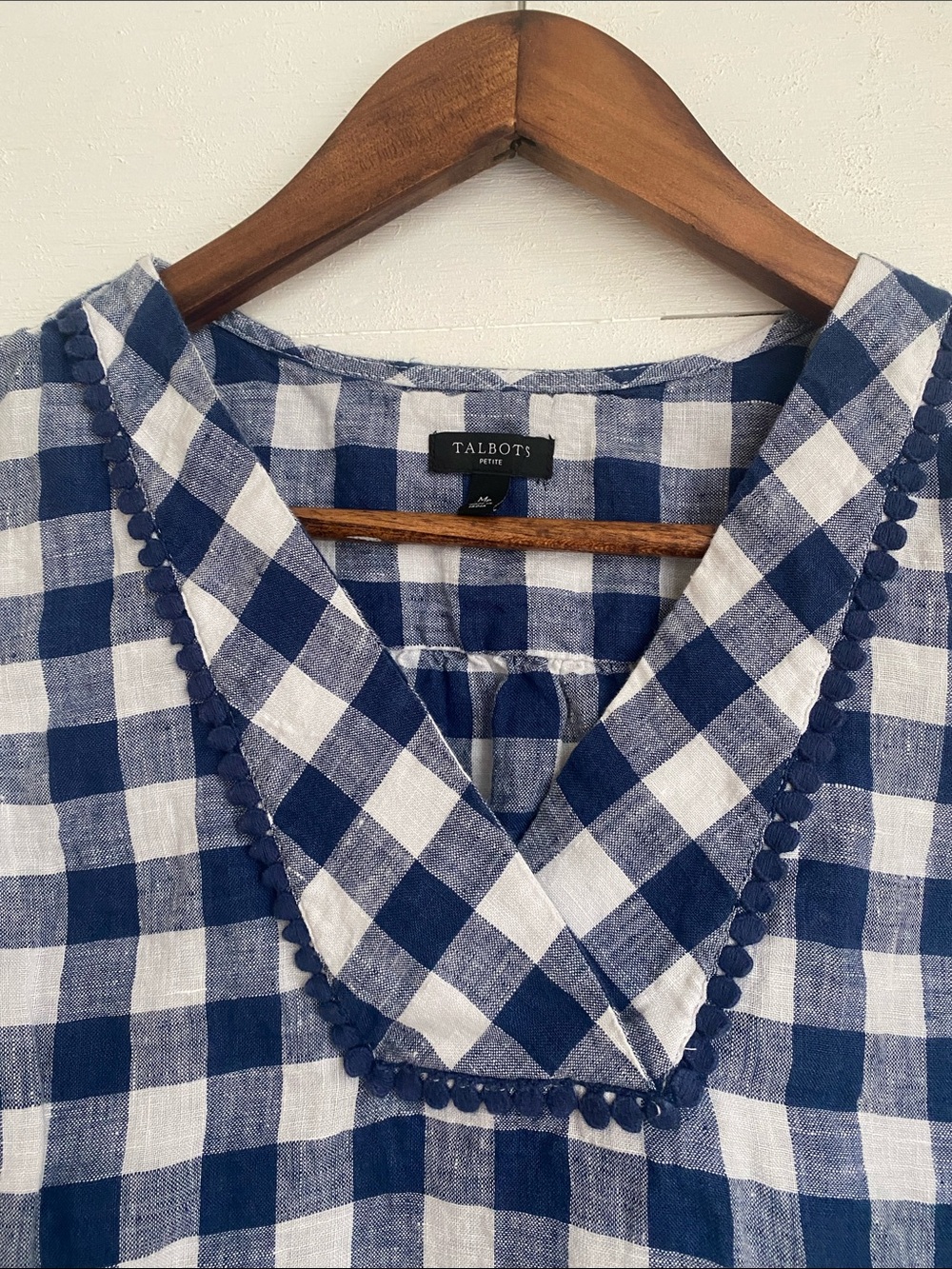 Talbots Navy and White Gingham Sleeveless Tank - Picture 2 of 6